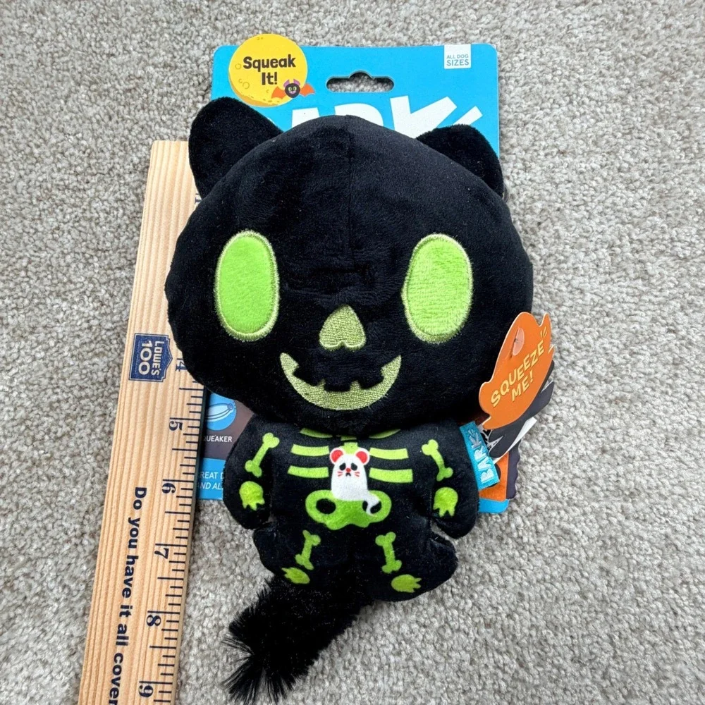 Bark Afraid of the Bark CAT Scan Kitty Skeleton Dog Toy Squeak Crinkle Halloween